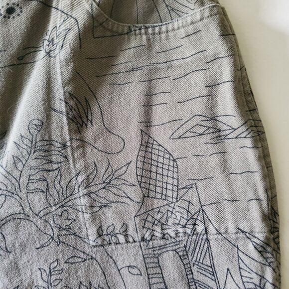 Chicos Design Crop Pants Women Size 2 / 12 Green Cotton Tropical World Scenes - Picture 5 of 15